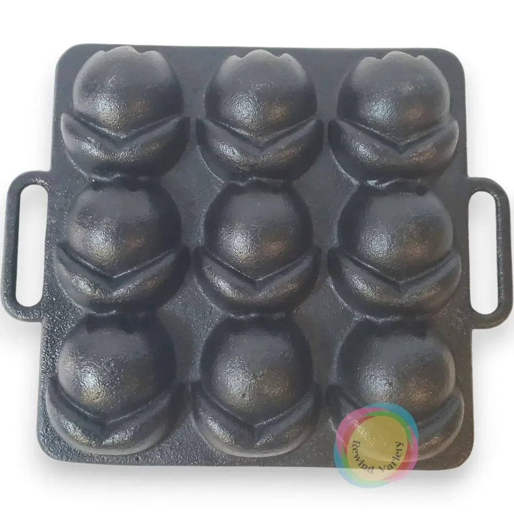 Vintage Cast Iron 9 Tulip Cavity Baking Mold Pan 6x6
